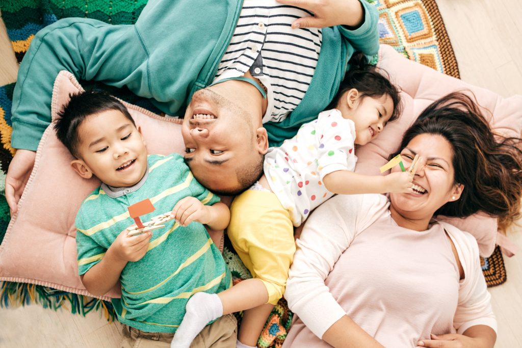 photo of a diverse family having fun